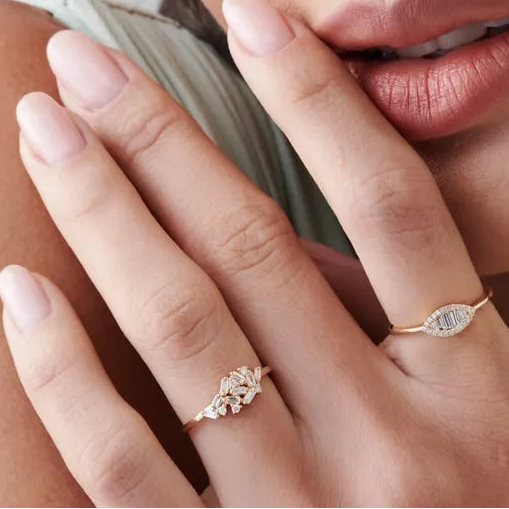 14K Gold Marquise Baguette and Round Diamond Ring 0.25 ctw