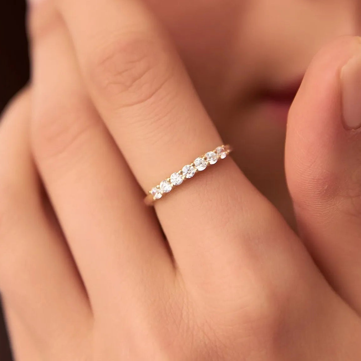 14k Solid Gold Round Diamond 7 Stone Shared Prong Basket Setting Band 0.40ctw
