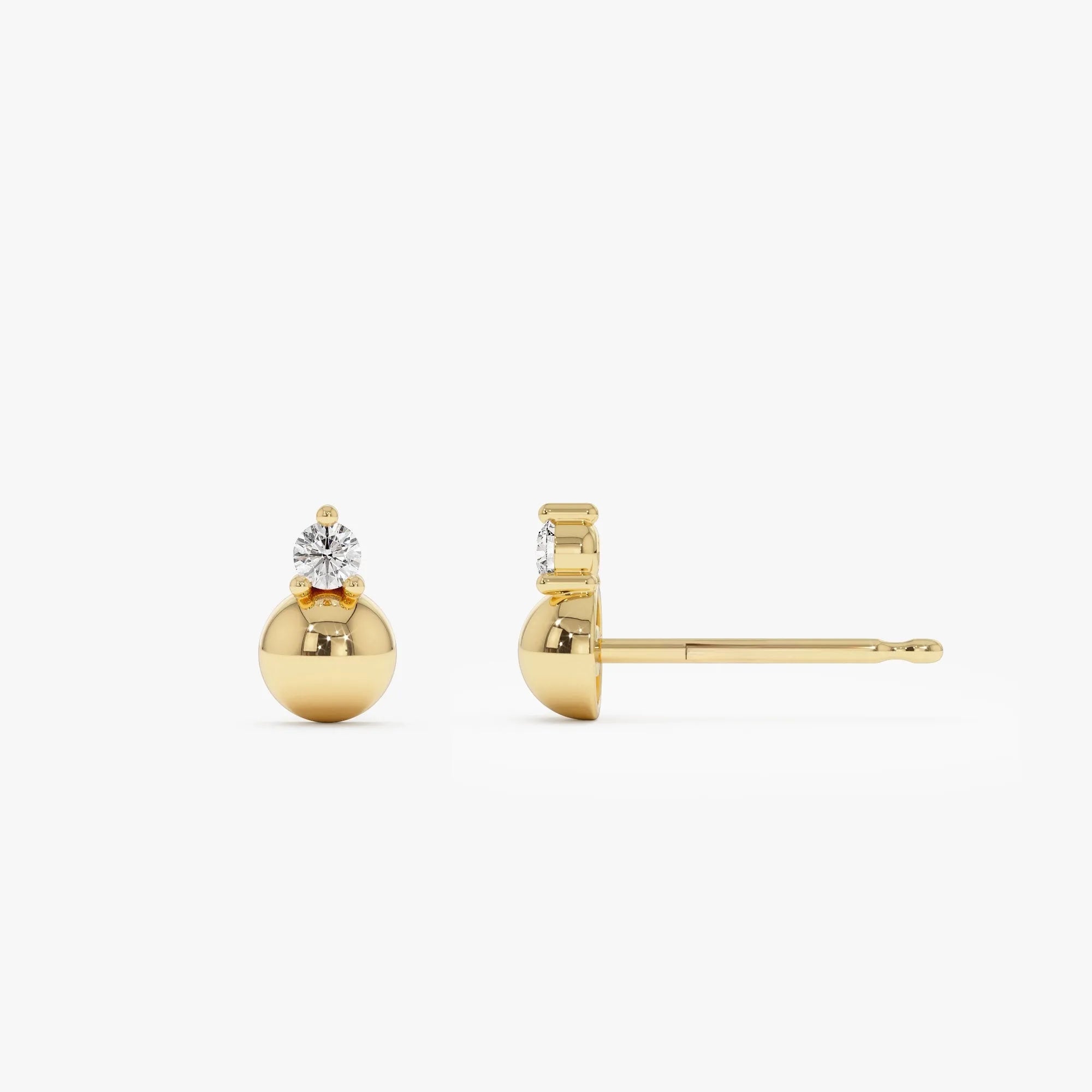14k Gold Diamond Round Cut Ball Stud Earrings 0.17 ctw