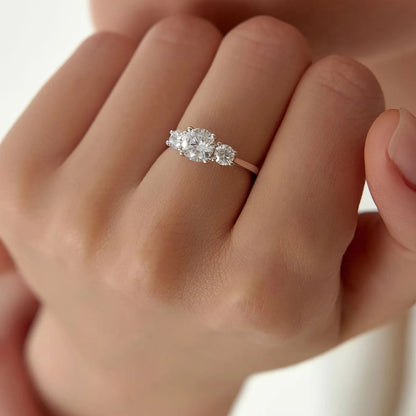 14k Gold 1.50 ctw Round Lab Grown Diamond Three Stone Engagement Ring