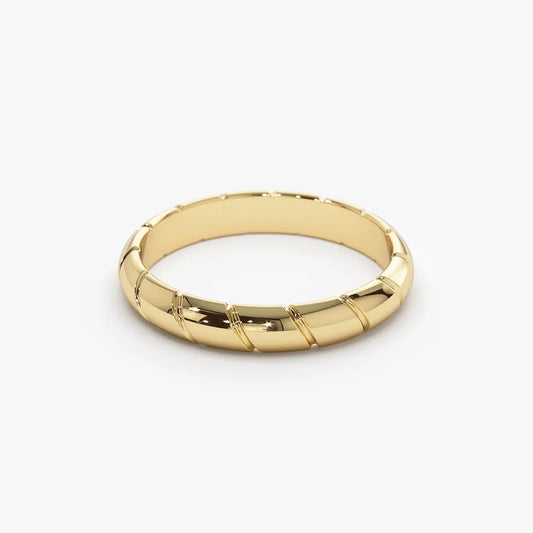 14k Solid Gold Diagonal Cut Design Wedding Band Ring 3mm Width