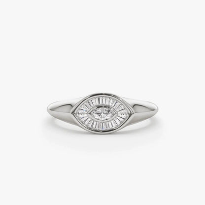 14k Gold Marquise and Baguette Diamond Ring 0.35 ctw