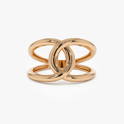 14k Solid Gold Infinity Knot Wide Statement Ring