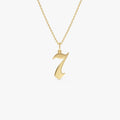 14k Solid Gold Gothic Number Pendant Necklace