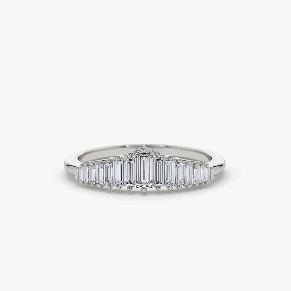 14K Gold Tapered Baguette Diamond Tiara Ring 0.30ctw Prong Setting