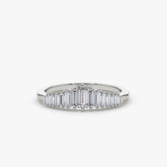 14K Gold Tapered Baguette Diamond Tiara Ring 0.30ctw Prong Setting