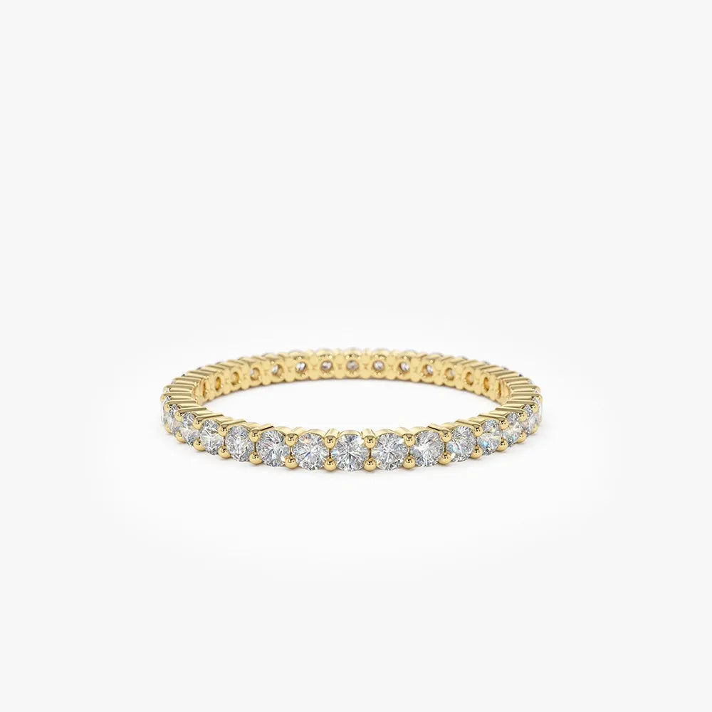 14k Gold 0.95ctw Round Diamond Prong Setting Eternity Ring