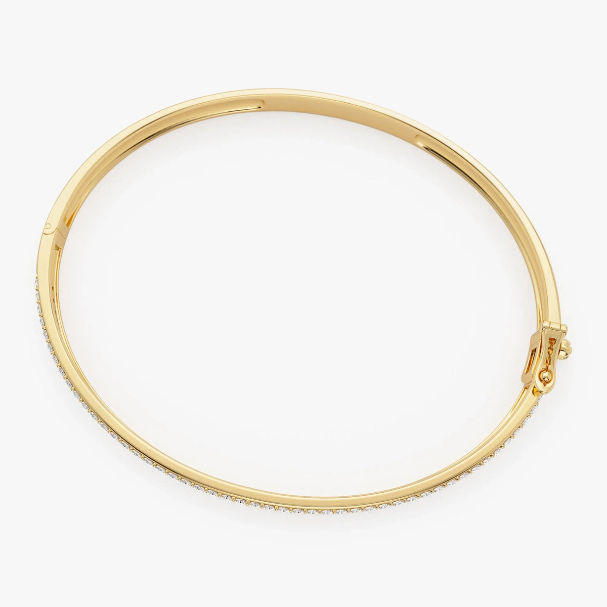 14K Solid Gold 1.05 CTW Round Diamond Crossover Graduating Bangle