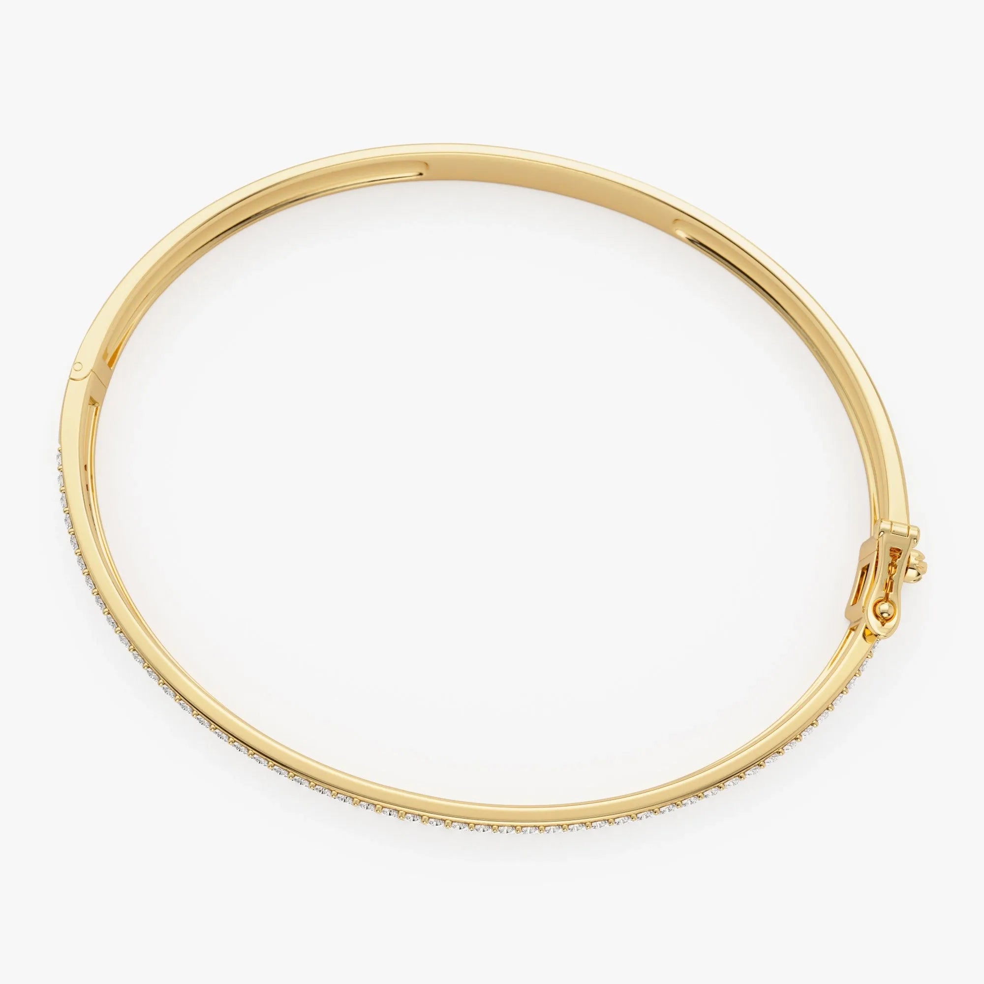 14K Solid Gold 1.05 CTW Round Diamond Crossover Graduating Bangle