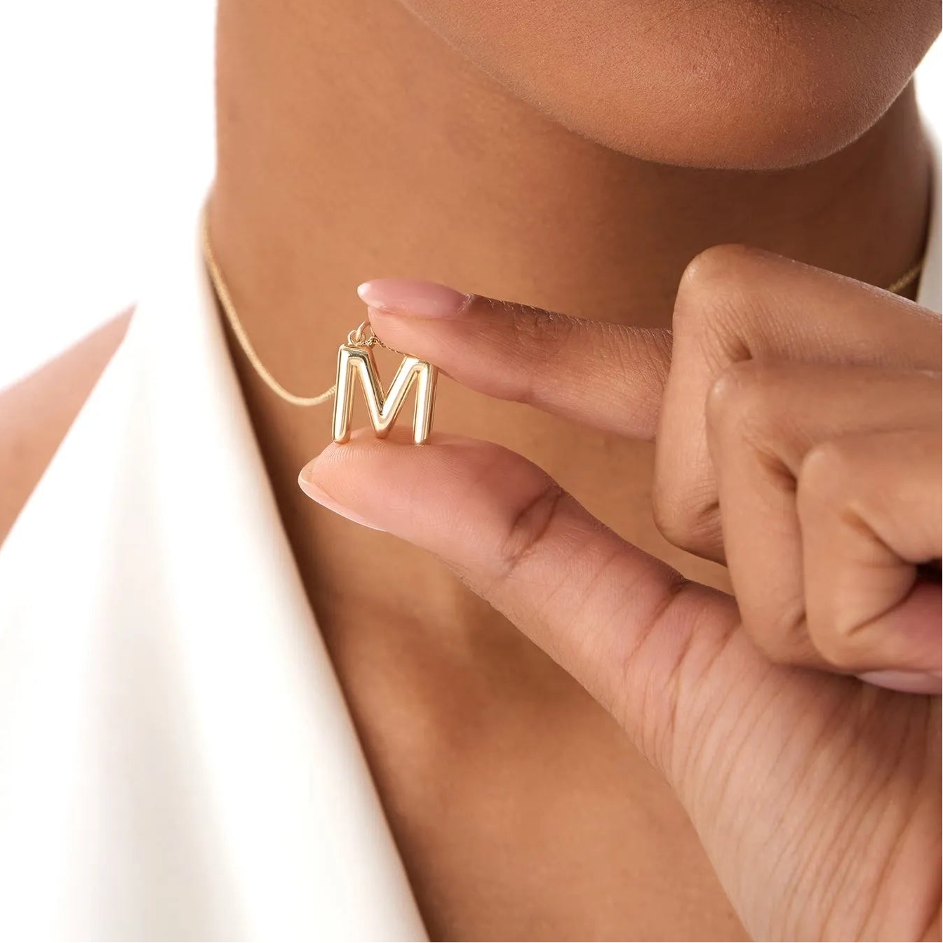 14k Solid Gold Initial Charm Pendant Necklace Everyday Style