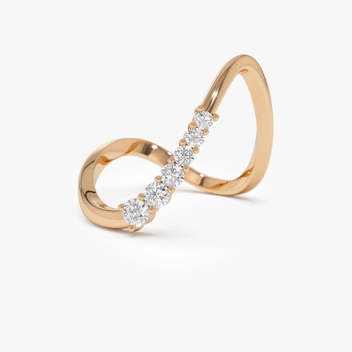 14k Gold Diamond Round Cut Open Twist Ring 0.30 ctw