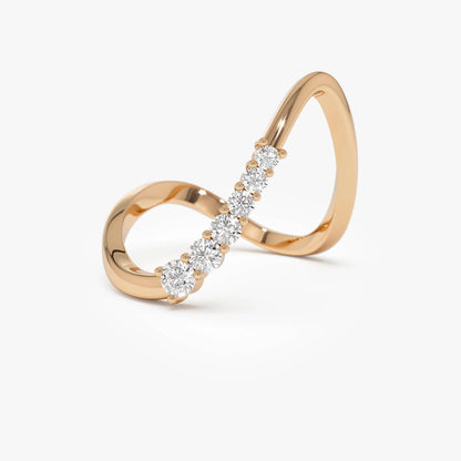 14k Gold Diamond Round Cut Open Twist Ring 0.30 ctw