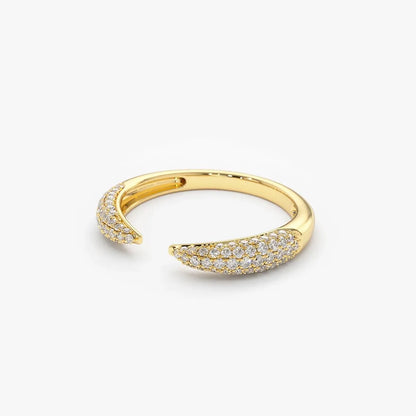 14k Gold Round Diamond 0.40ctw Micro-Pave Claw Ring