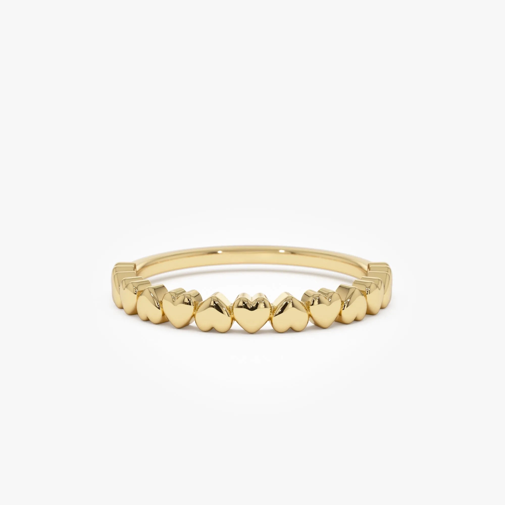 14k Solid Gold Heart Stackable Band Ring
