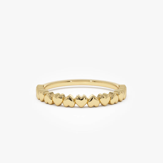 14k Solid Gold Heart Stackable Band Ring