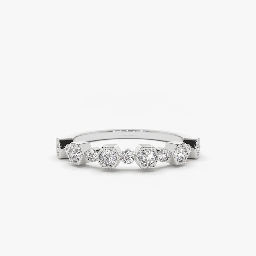 14K Gold Round Cut Diamond 0.25 Ctw Band Ring