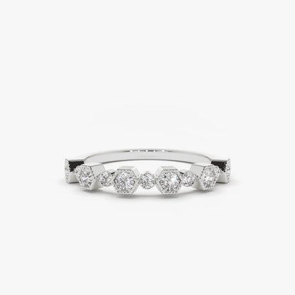 14K Gold Round Cut Diamond 0.25 Ctw Band Ring