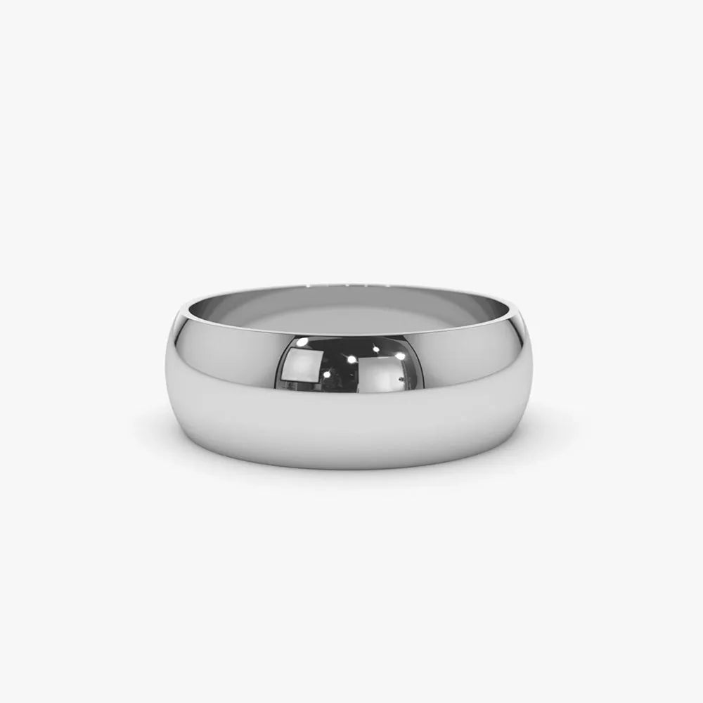 14K Solid Gold 6mm Classic Dome Unisex Wedding Band Ring