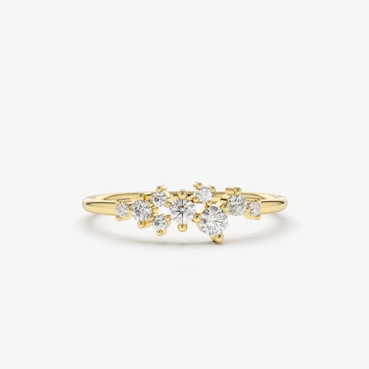 14k Gold Round Diamond Cluster Ring 0.25 Ctw Prong Setting