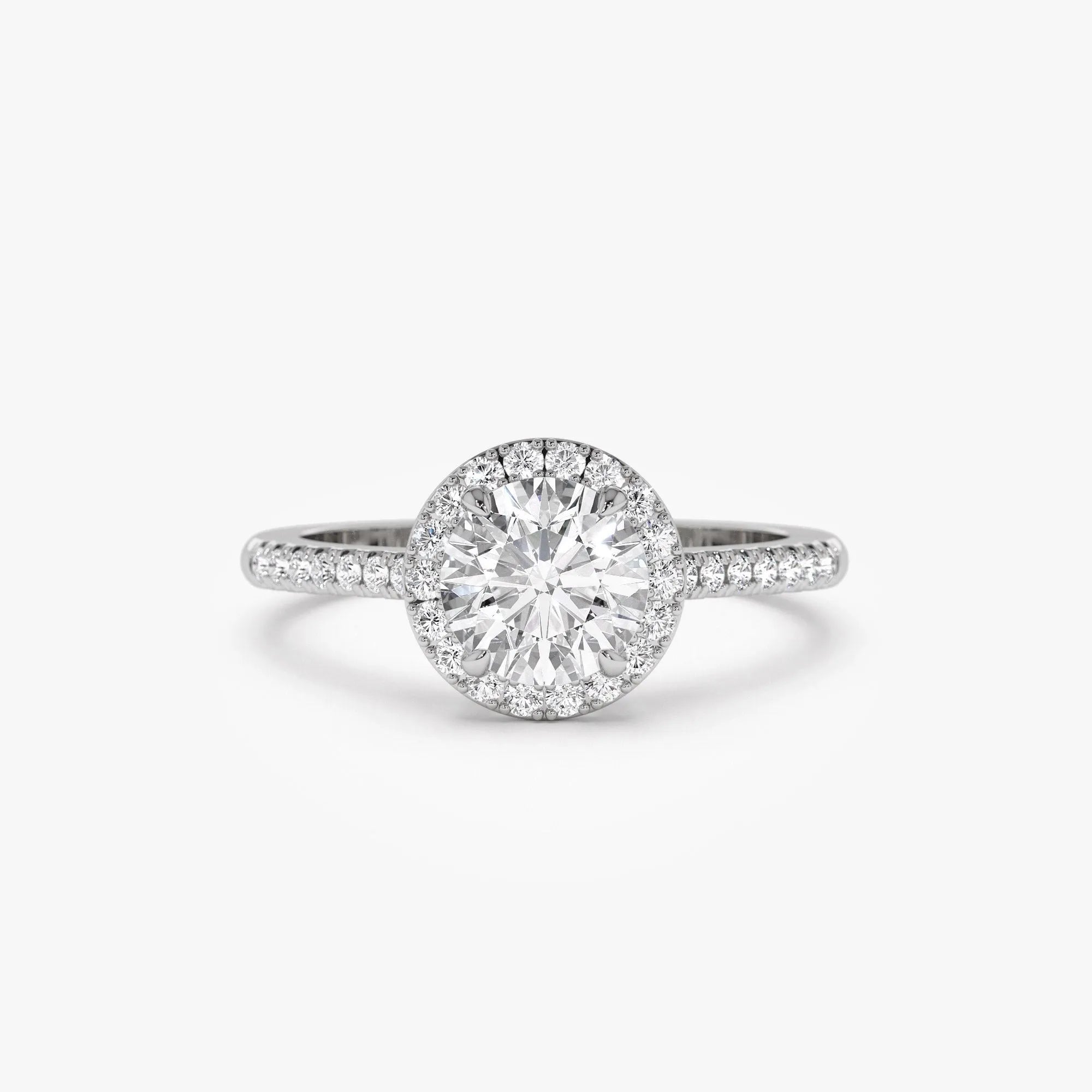 14K Gold 1.25 ctw Lab Grown Diamond Round Brilliant Aria Halo Engagement Ring