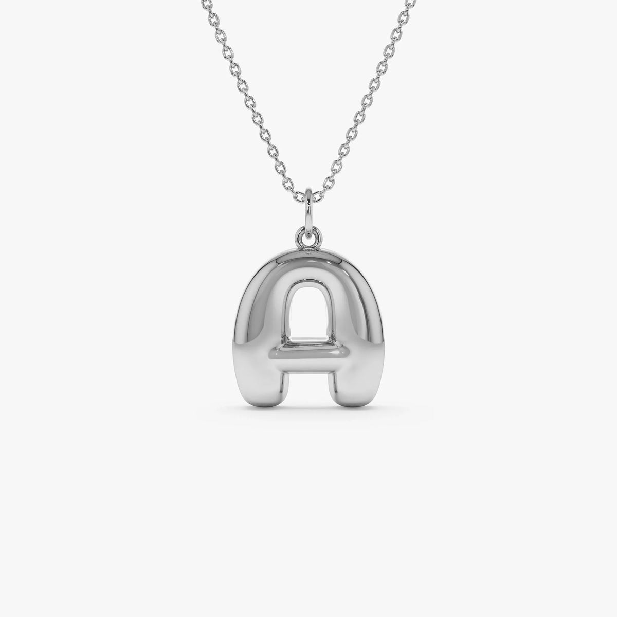 14k Solid Gold Balloon Initial Letter Pendant