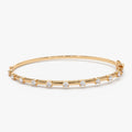 14K Solid Gold 0.55 CTW Round Diamond Bar Bangle
