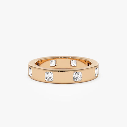 14K Solid Gold Asscher Cut Diamond 0.95 Carat Full Eternity Flush Setting Band