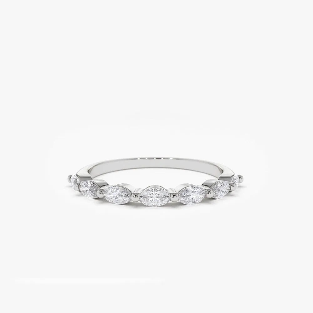 14k Gold Marquise Cut Diamond Shared Prong Band 0.56 ctw
