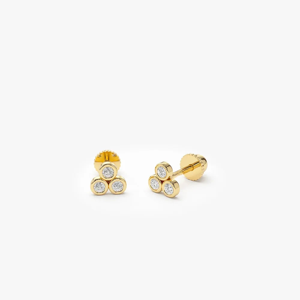14k Gold Diamond Round Cut Trio Helix Piercing Single Earring 0.07 ctw