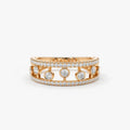 14k Gold Round Diamond 0.48ctw Double Row Pave Floating Bezel Set Ring
