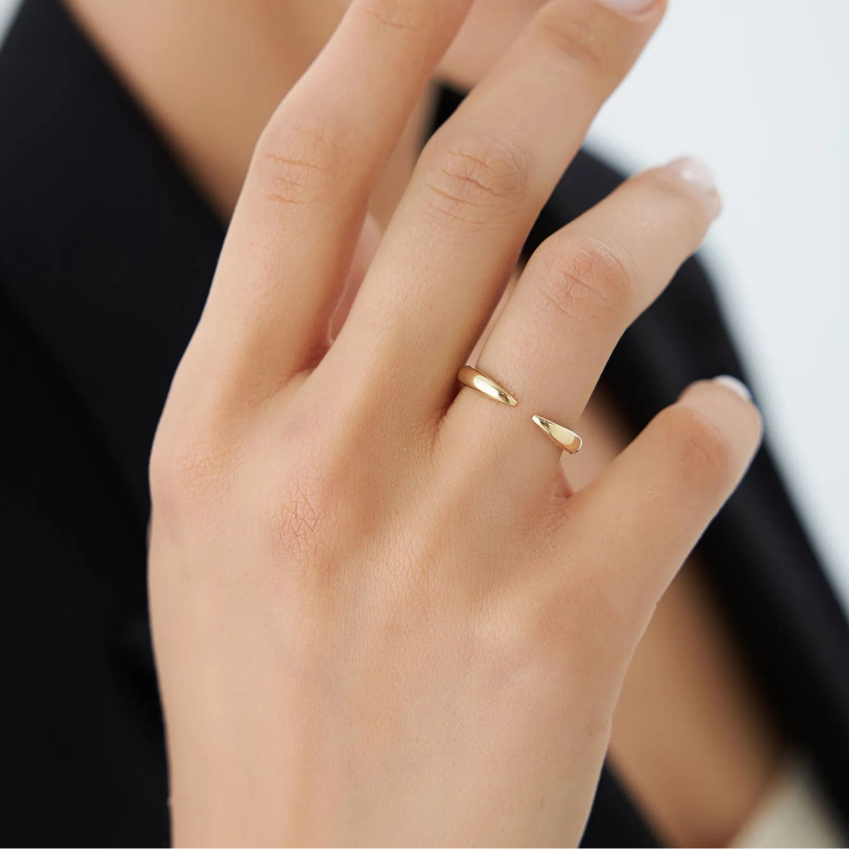 14k Solid Gold Open Claw Cuff Ring 3mm Minimalist Stackable Band