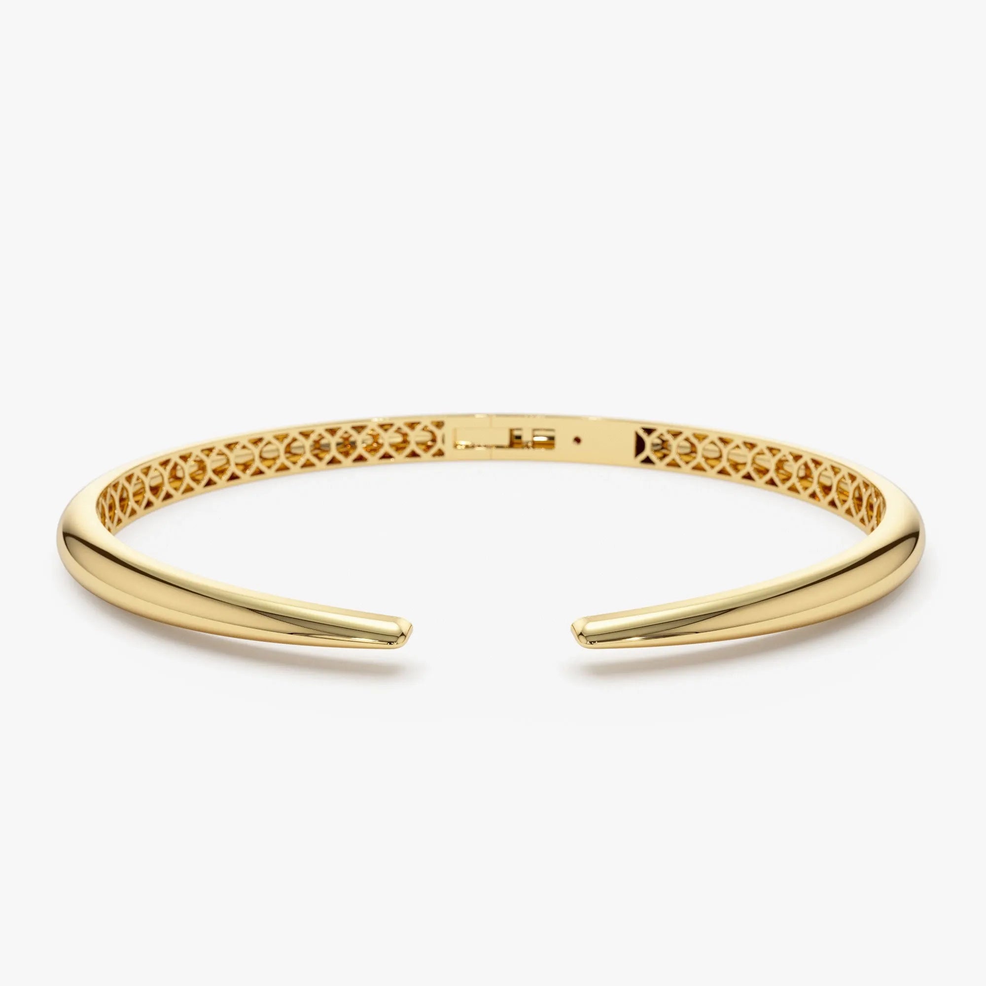 14K Solid Gold Wide Claw Cuff Bangle Bracelet