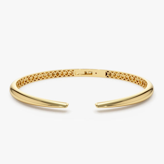 14K Solid Gold Wide Claw Cuff Bangle Bracelet