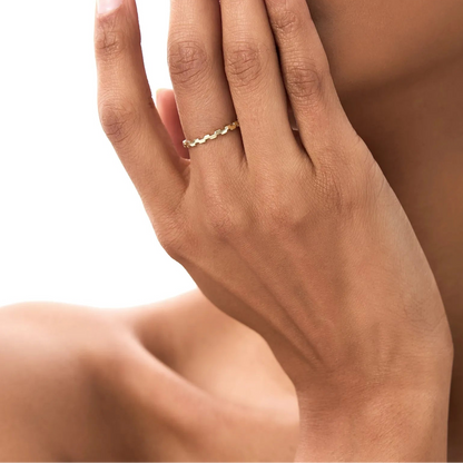 14k Gold Stackable Link Ring 2mm Wide Minimalist Band