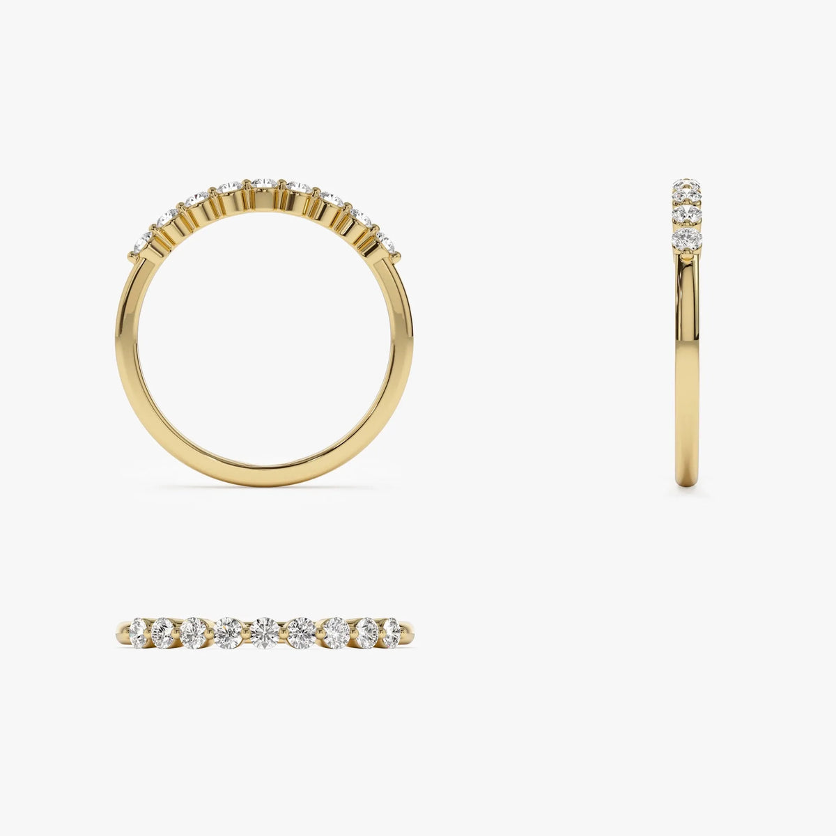 14K Solid Gold Round Diamond 0.30 Carat Single Shared Prong Wedding Ring