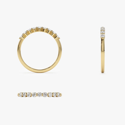 14K Solid Gold Round Diamond 0.30 Carat Single Shared Prong Wedding Ring