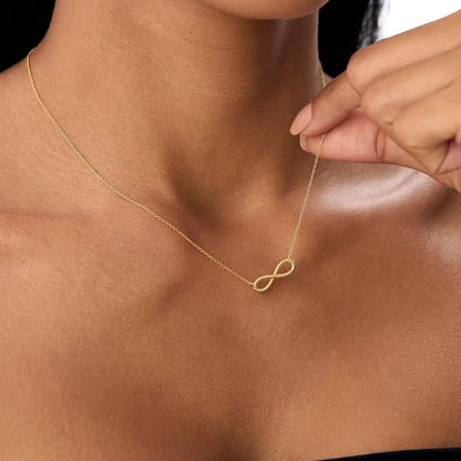 14k Solid Gold Twist Rope Infinity Pendant Necklace