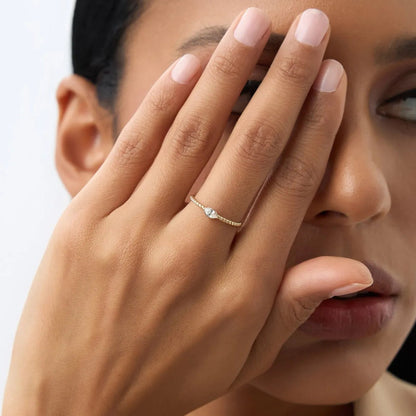 14k Solid Gold Diamond Marquise Ring Bezel Set Rope Band