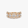 14k Gold Baguette Diamond 1.00ctw Halo Micro Pave Illusion Ring
