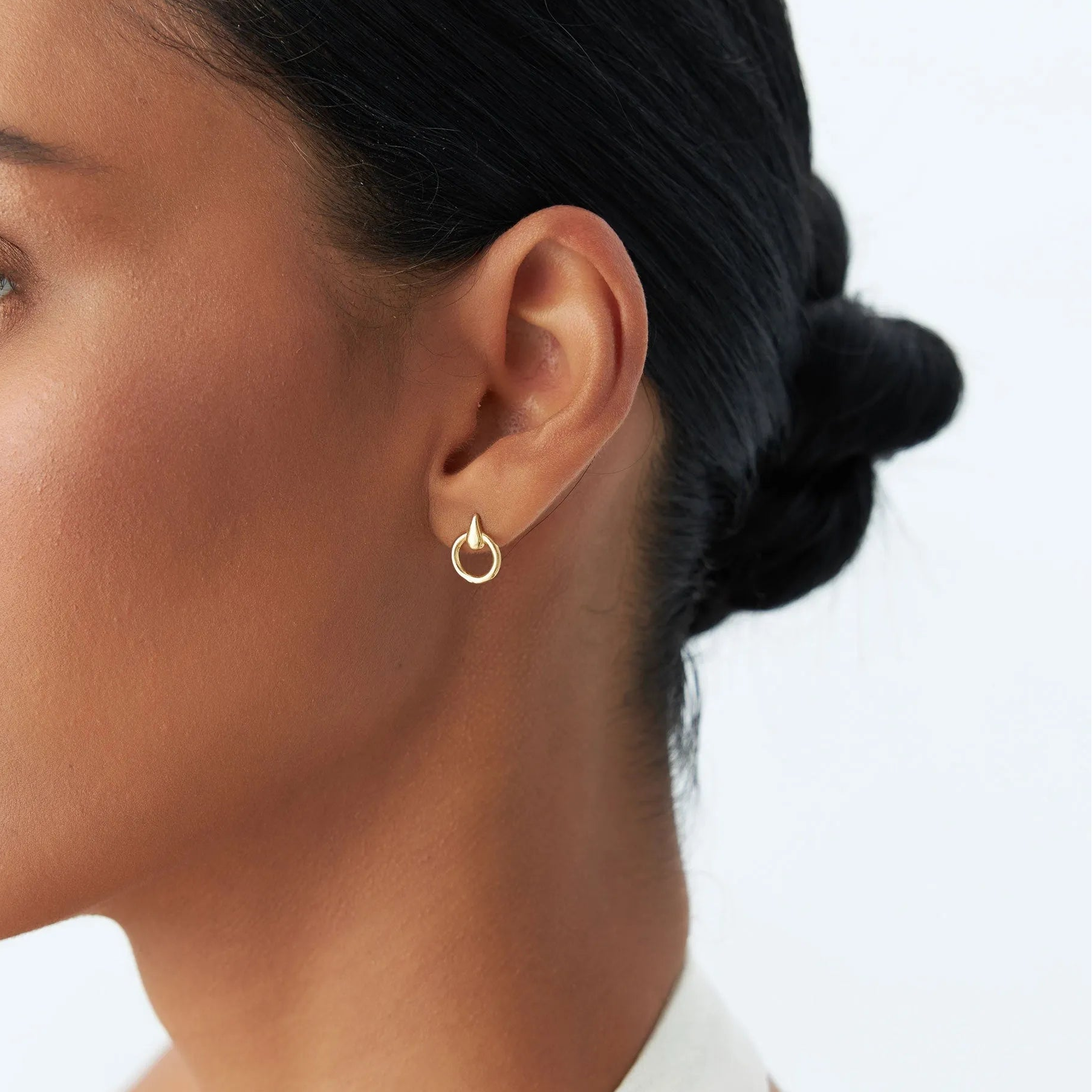 14k Gold Circle Drop Earrings 12.5mm Round Shape