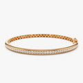 14K Solid Gold 1.00 CTW Round Diamond Dome Bangle