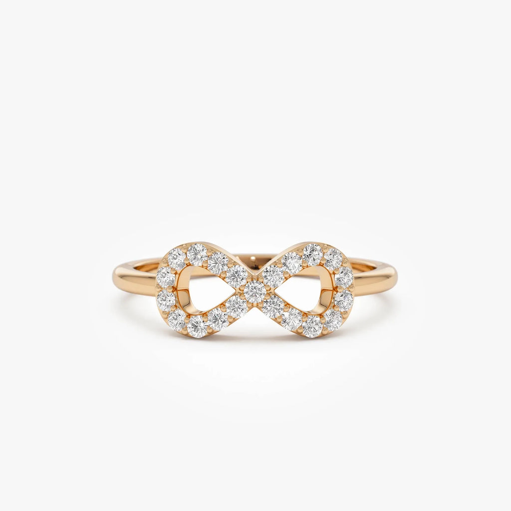 14k Gold 0.20 ctw Round Diamond Infinity Symbol Ring