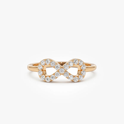 14k Gold 0.20 ctw Round Diamond Infinity Symbol Ring