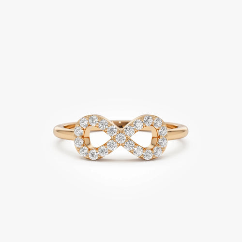 14k Gold 0.20 ctw Round Diamond Infinity Symbol Ring