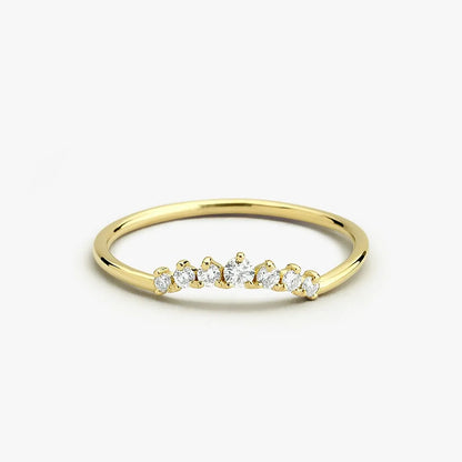 14K Gold Round Diamond 0.15 CTW Curved Stackable Prong Setting Ring