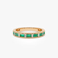 14K Gold Baguette Emerald and Diamond Band Ring 0.50 CTW Handcrafted Jewelry