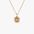 14k Solid Gold Citrine Asscher Cut Necklace 0.97 Carat Bezel Setting