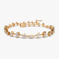 14K Solid Gold 1.98 CTW Round Baguette Marquise and Pear Diamond Multi-Shape Slant Bracelet