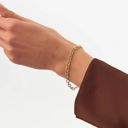 14k Yellow Gold Oval Link Cable Chain Bracelet