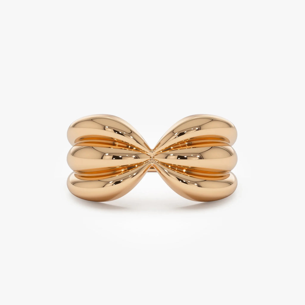 14k Solid Gold Bold Sculpted Dome Ring